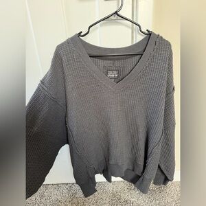 American Eagle Outfitters Charcoal V-Neck Sweater